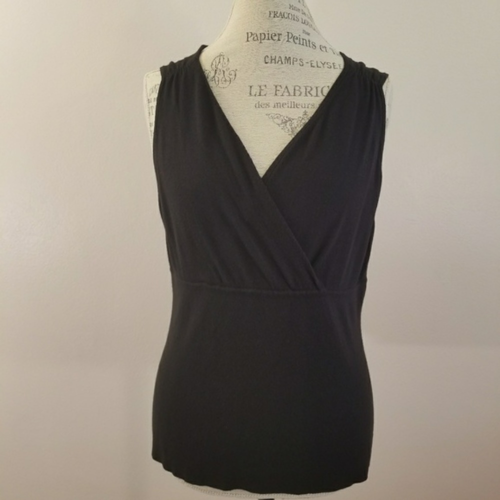 Ann Taylor Loft Black Sleeveless V-neck Knit Tank